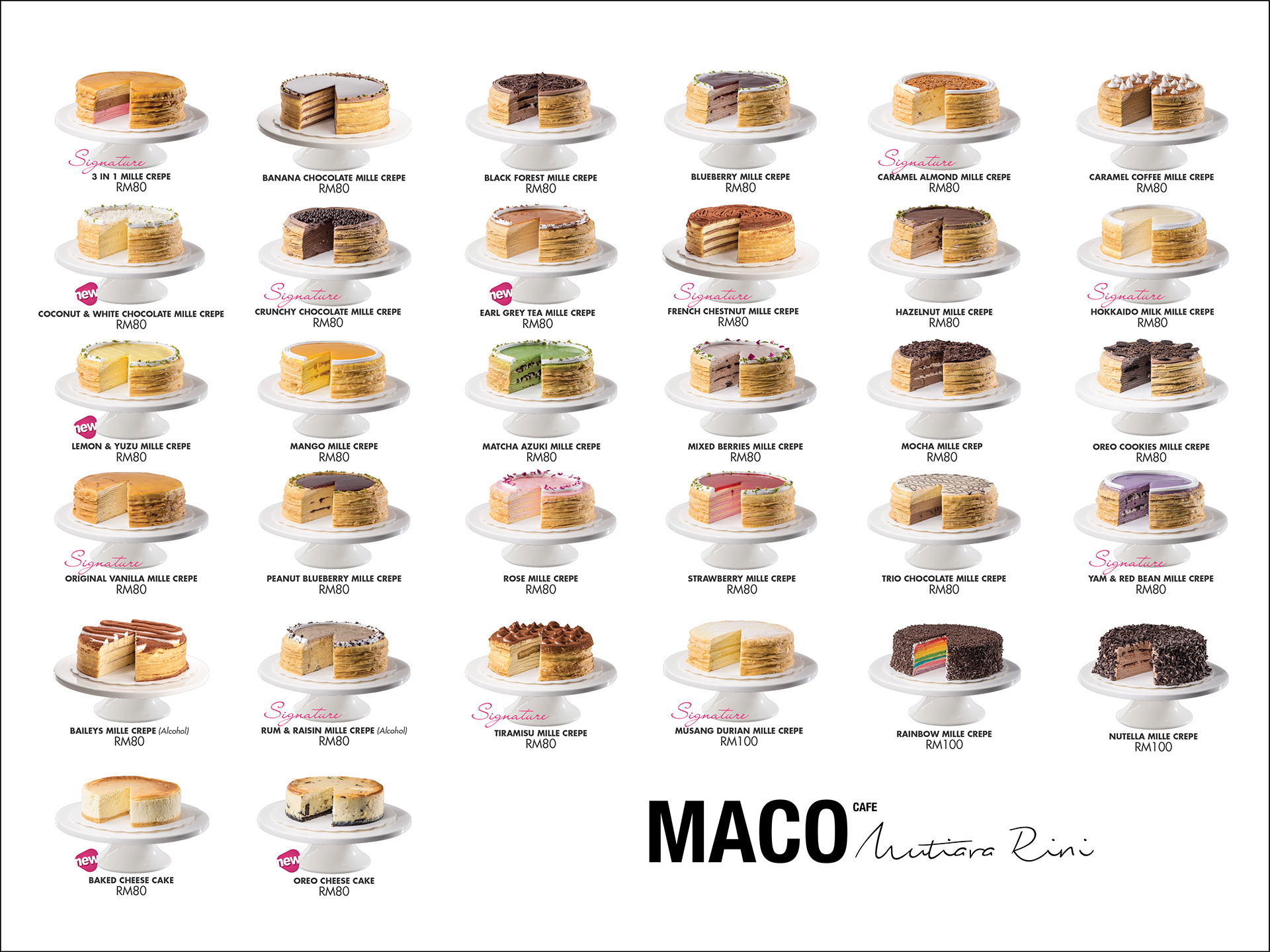 MACO MILLE CREPE Featured Mille Crepe Cake, Macaron, dessert and